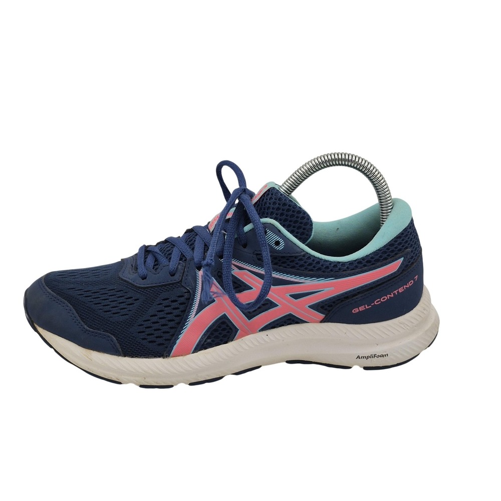 Asics Gel-Contend 7 Running Shoes Womens Size 9 Blue Pink AmpliFoam 1012B228